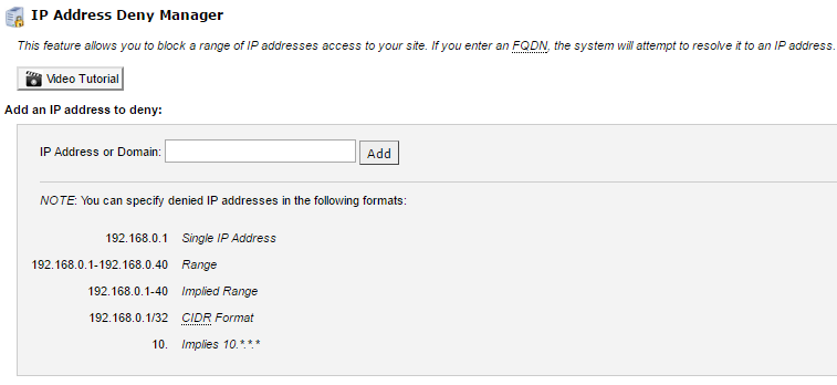 IP address deny manager