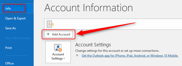 account information add account