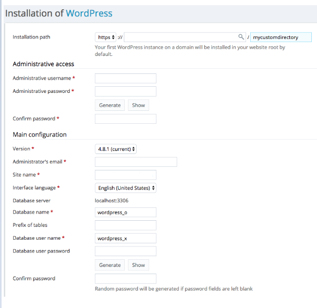 installation of wordpress