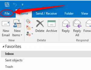 microsoft outlook file menu