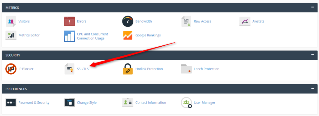 cPanel Security SSL and TLS