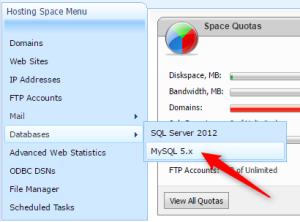 database-hosting-space-menu