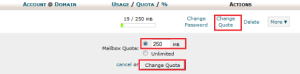 selected email account change quota