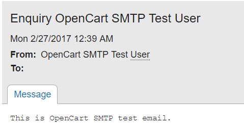 enquiry opencart SMTP test user