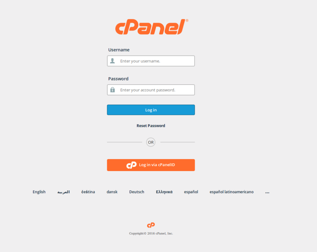 login to cPanel