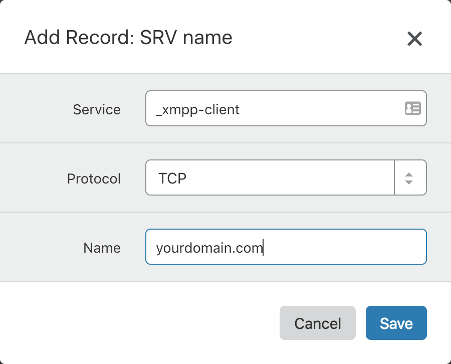 add record srv name