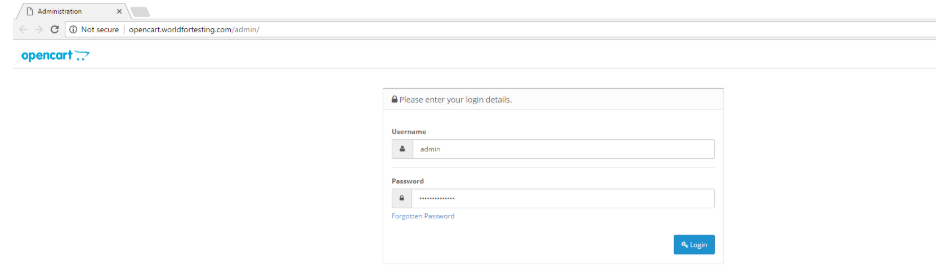 openCart login