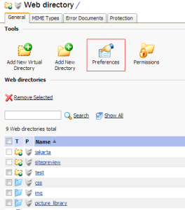 web directory preferences