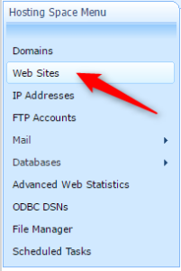 hosting space menu web sites