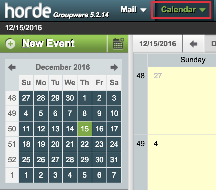 Horde webmail calendar