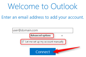 connect microsoft outlook account