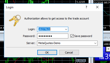 login to the trade account