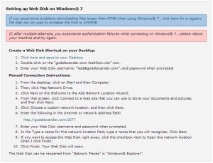 setting up web disk on windows 7