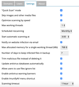 adjust ImunifyAV